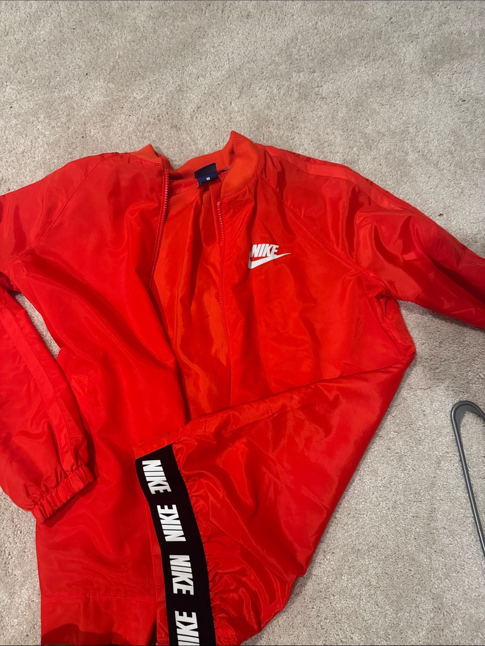 Nike Red Athletic Windbreaker with White Swoosh